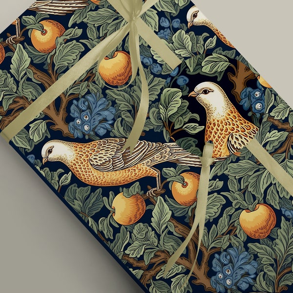 Whimsical Partridge in a Pear Tree Christmas Gift Wrap - Make Your Presents Merry & Bright! 12 days of Christmas 100gsm Matte