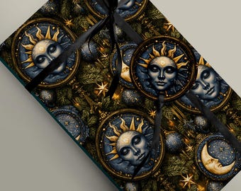 Moody Celestial Gothmas Gift Wrap | Unique Wrapping Paper Bundle