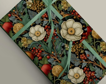 Festive Christmas Flowers Wrapping Paper - Tissue Paper Sheets