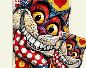 Cheshire Cat Halftone Pop Art Decoupage Tissue or Rice Paper Print