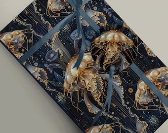 Handcrafted Golden Jellyfish Gift Wrap Paper - Perfect for Special Occasions Decorative Gift Wrap Paper 100gsm