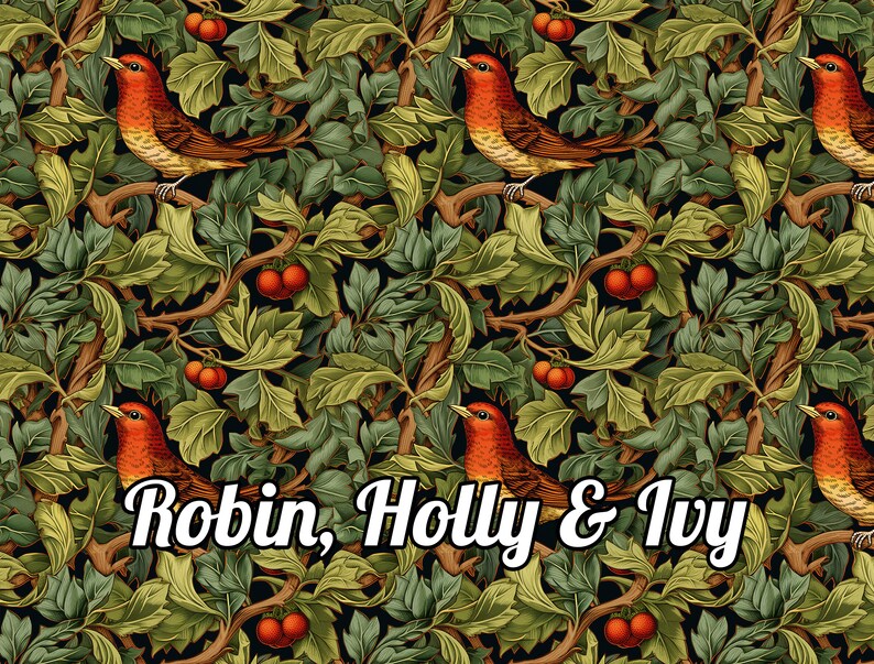 Nature-inspired Holiday Wrapping Paper: Holly, Ivy, and Robin Pattern, FSC Certified 100gsm Matte Paper for traditional Xmas Gifts image 7