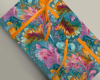Vibrant Pink and Blue Marbled Paper: 100gsm Wrapping Paper Craft Decoupage Scrapbook Journaling Bookbinding