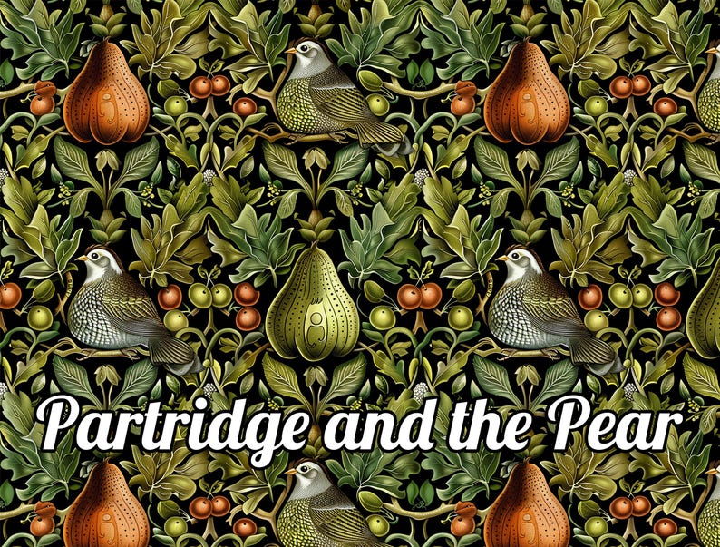 Festive Art Nouveau Gift Wrap featuring Partridge in a Pear Tree - Perfect for the Christmas Holidays bild 4