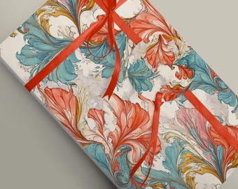 Pink and Blue Marbled Paper: 100gsm Wrapping Paper Craft Decoupage Scrapbook Journaling Bookbinding
