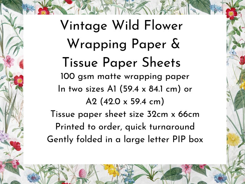 Vintage wildflower paper description