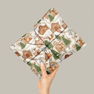Holiday Gift Wrap: Gingerbread House & Christmas Tree, Decorative Beige, White 100gsm Matte Wrapping Paper bild 10