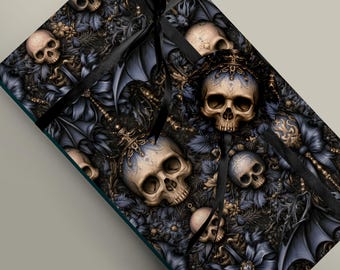 Gothmas Skulls Wrapping Paper Bundle - Spooky Christmas Gift Wrap for Unique Presents