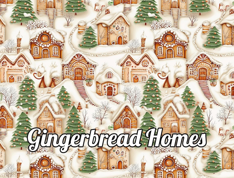 Holiday Gift Wrap: Gingerbread House & Christmas Tree, Decorative Beige, White 100gsm Matte Wrapping Paper bild 5