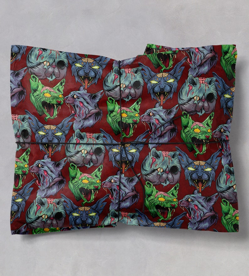 Zombie Cat Gothic wrapping paper