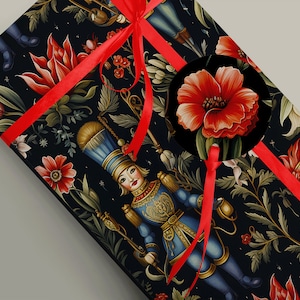Luxurious Dark Nutcracker Suite Christmas Gift Wrapping Paper for a Magical Holiday 100gsm Matte wrapping paper, vibrant design