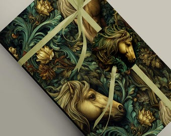 Wild Exmoor Pony in the Forest, Unique Wrapping, British Wildlife for Animal Lovers Birthday Gift Wrap Paper 100gsm