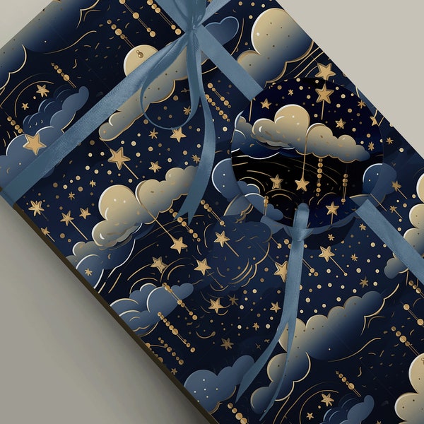 Magical Starry Night Wrapping Paper - Perfect for Any Occasion! Birthday Gift Wrap Paper 100gsm