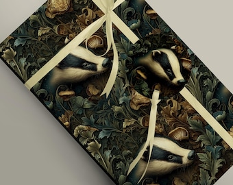 Badger in the Forest, Unique Wrapping, British Wildlife for Animal Lovers Birthday Gift Wrap Paper 100gsm