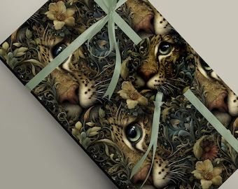 Wild Cat in the Forest, Unique Wrapping, British Wildlife for Animal Lovers Birthday Gift Wrap Paper 100gsm