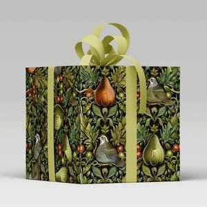 Festive Art Nouveau Gift Wrap featuring Partridge in a Pear Tree