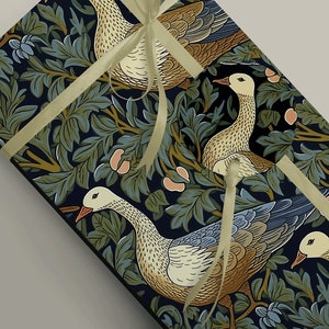 Festive Six Geese A-Laying Christmas Gift Wrapping Paper - Perfect for Holiday Gifts! 100gsm Matte traditional Xmas