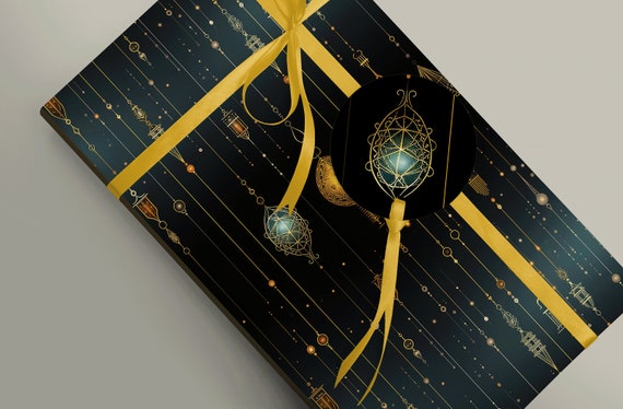 Stunning Delicate Gold Chains and Ornaments Wrapping Paper - Add a Touch of Glamour to Your Presents Unique 100gsm Matte FSC Certified Paper