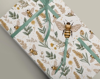 Charming Bee & Wildflower Wrapping Paper and Tissue for Gifts