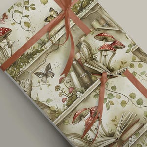 Décoration printanière pour étagères : livres souples, champignons, papillons, papier cadeau 100 g et papier de soie véritable 19 g