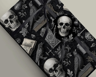 Mystic Gothic Wrapping Paper – Skulls, Keys, Ancient Books, Ravens and Poison Bottles for Occult, Witchy & Halloween Gifts 100gsm Unique.