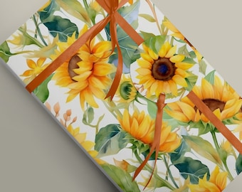 Papel de regalo de lujo Sunflowers, hojas de papel de regalo y papel de seda para regalos de cumpleaños, regalos para novios o para esa boda tan especial.