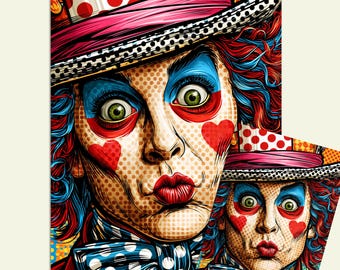 The Mad Hatter Halftone Pop Art Decoupage Tissue or Rice Paper Print