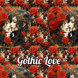 Romantic Gothic Valentine Gift Wrap with Lovers and Red Roses - Spellbindingly Beautiful Valentine's Day Gift Wrap Paper 100gsm image 7