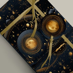 Moon and Zodiac Phase Inspired Gift Wrapping Paper, Astrology Stardust, Gift For Her, Unique Design, 100gsm Matte FSC Certified Paper