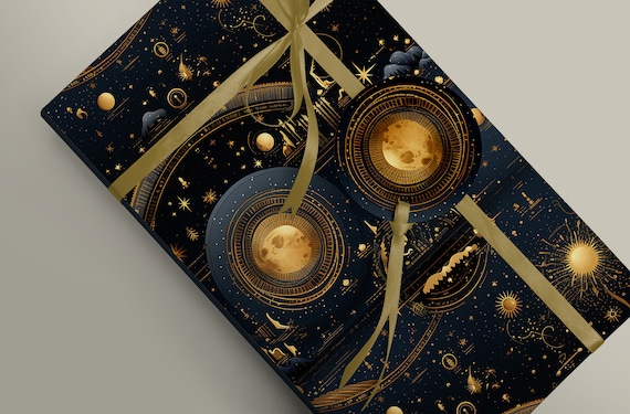 Moon and Zodiac Phase Inspired Gift Wrapping Paper, Astrology Stardust, Gift For Her, Unique Design, 100gsm Matte FSC Certified Paper