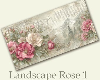 Vintage Rose Tissue Paper Decoupage Sheets, Floral Craft Paper Set, Shabby Chic Scrapbooking, Junk Journal Supplies, 6 Designs