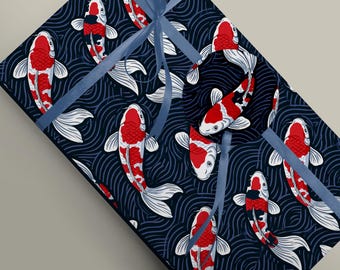 Showa and Kohaku Minimalist Koi Gift Wrap - Elegant Paper