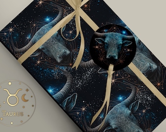 Taurus Luxury Gift Wrapping Paper Birthday Astrology, Zodiac April May Birthday Horoscope, Taurus the Bull Constellation Artwork