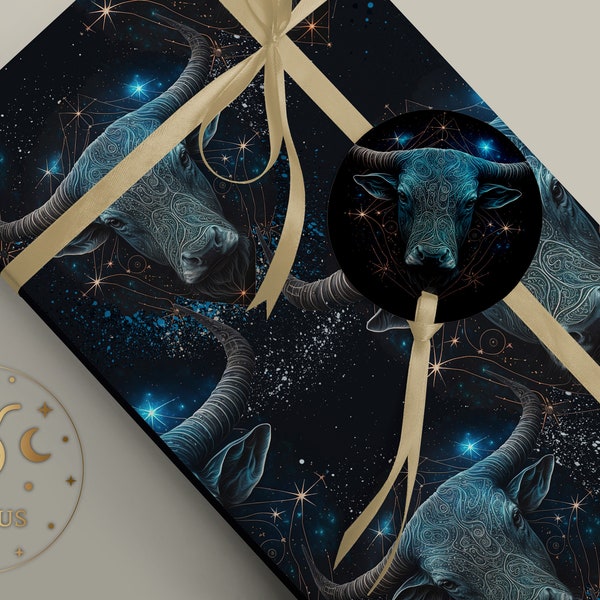 Taurus Luxury Gift Wrapping Paper Birthday Astrology, Zodiac April May Birthday Horoscope, Taurus the Bull Constellation Artwork