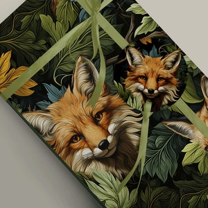 Papier cadeau unique représentant un renard dans la forêt - Faites ressortir vos cadeaux ! Papier cadeau décoratif 100 g