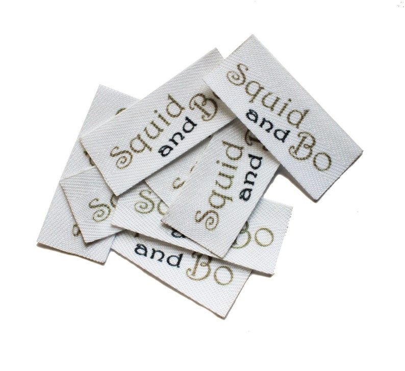 Printed twill tape labels for sewing onto clothing