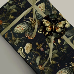 Apportez de la magie à vos cadeaux : conception de papier d'emballage de papillons et de papillons mystiques, sorcellerie mythologique, papier d'emballage cadeau Cottagecore 100 g