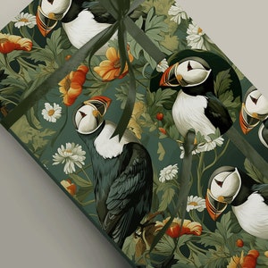 Paradis des macareux : papier cadeau à la flore éclatante - Apportez une touche de couleur à toutes les occasions ! Papier cadeau décoratif 100 g
