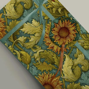 Sunflower Wrapping Paper inspired by William Morris - Opulent Arts and Crafts Style