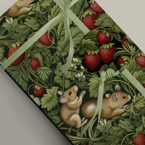 Papier cadeau Les fraises et la souris des champs de luxe, Papier cadeau décoratif pour mariage ou anniversaire, 100 g