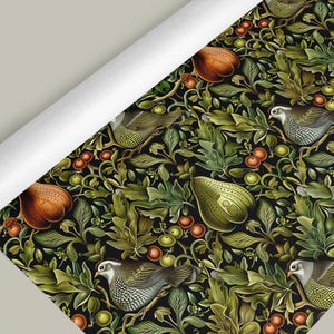 Festive Art Nouveau Gift Wrap featuring Partridge in a Pear Tree