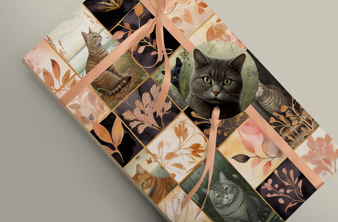 Cat Collage Luxury Wrapping Paper Patchwork Kitten Gift Wrap, Gift for ...