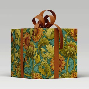 Sunflower Wrapping Paper inspired by William Morris - Opulent Arts and Crafts Style