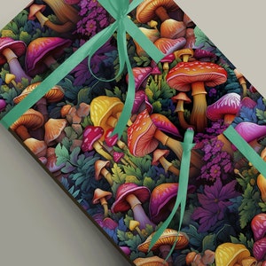 Papier d'emballage de luxe champignon psychédélique, sorcellerie, sorcellerie, papier cadeau Cottagecore 100 g