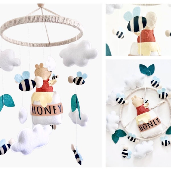 Baby Mobile for a Winnie the Pooh Nursery | Pooh Bear Nursery | Gender Neutral Nursery Decor | Bumblebee Nursery | Baby Shower Gift