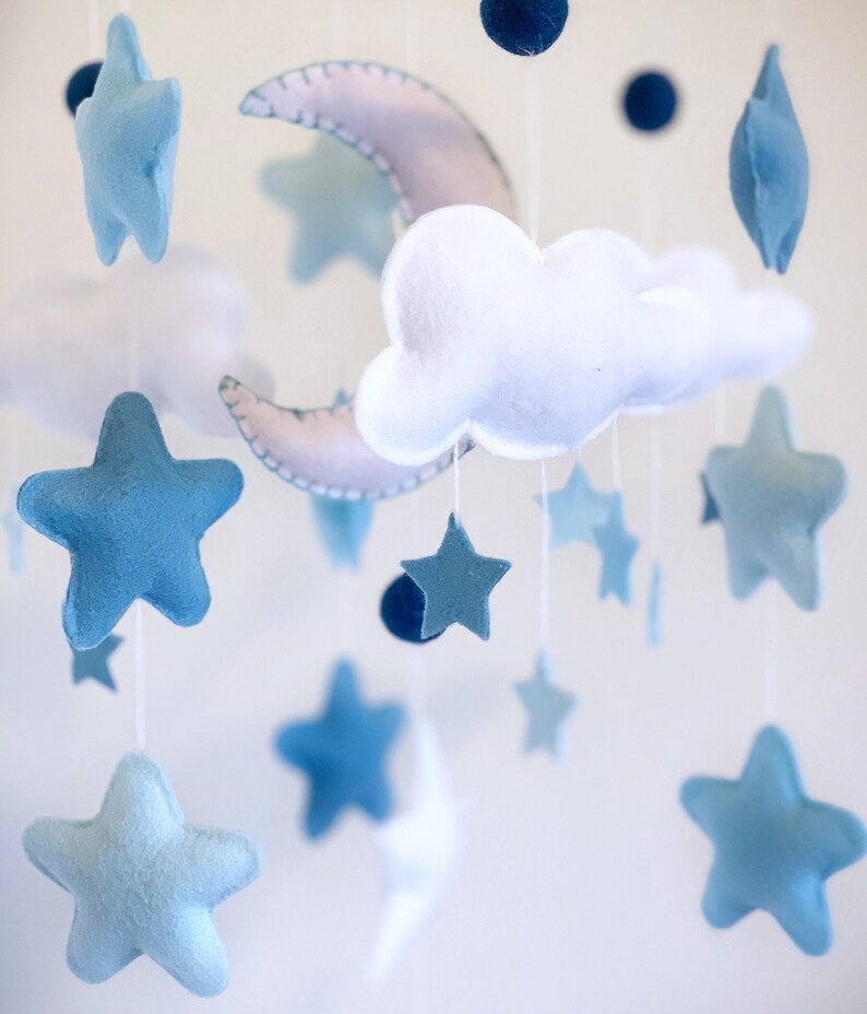 Moon and Star Mobile Space Nursery Moon Baby Mobile Etsy