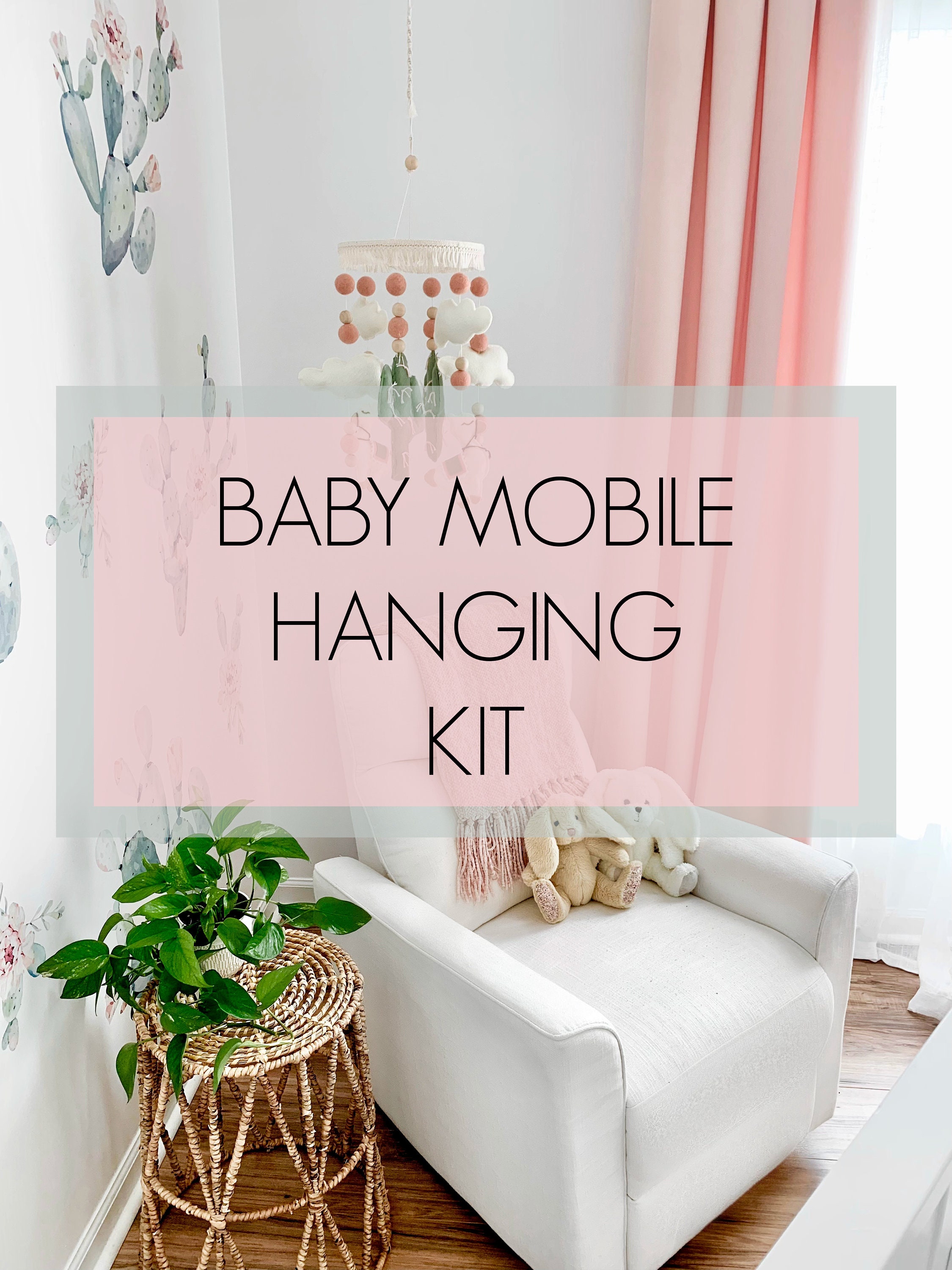 Baby Mobile Hanging Kit, Macrame Cord, Ceiling Hook, Nursery Decor