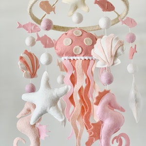 Pink Ocean Animal Nursery Baby Mobile | Custom Mobile | Nursery Decorations | Baby Mobile for a Beach Nursery | Baby shower gift | Tropical