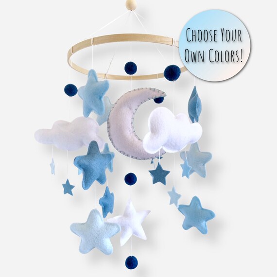 Moon and Star Mobile Space Nursery Moon Baby Mobile Etsy