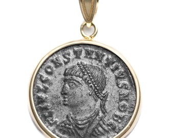 CONSTANTIUS II (324-337 A.D.) Ancient Roman Coin Necklace | 14k Gold Real Ancient Coin Pendant Necklace | Roman Emperor Caesar Necklace